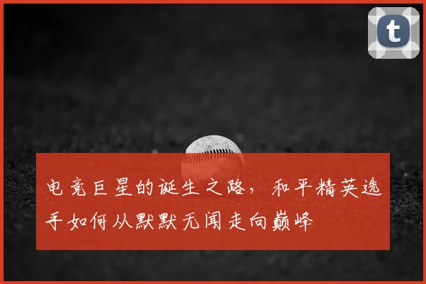 电竞巨星的诞生之路,和平精英选手如何从默默无闻走向巅峰